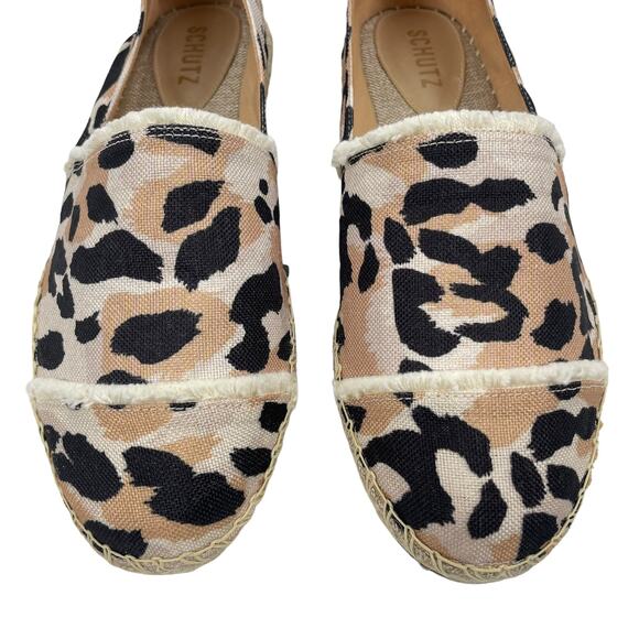 Schutz Ohanna Leopard Print Canvas Espadrilles Slip On Neutal Size 10 - Picture 5 of 13